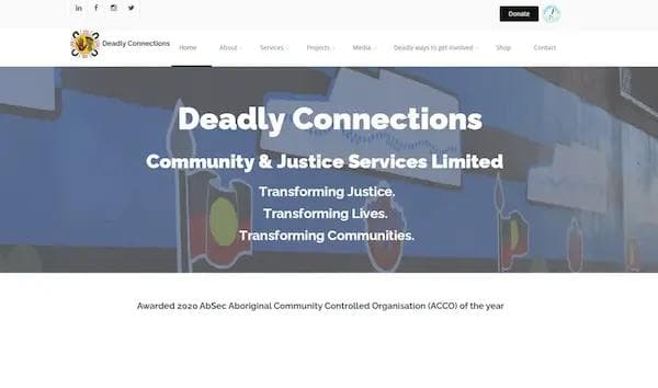 Screenshot of legacy website for Deadly Connections - Built by Code.Sydney