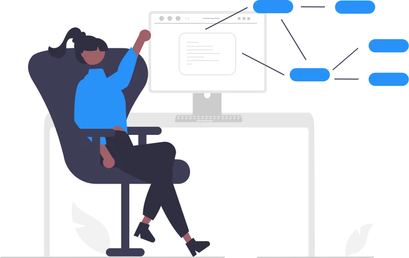 Illustration of a developer at their work station.